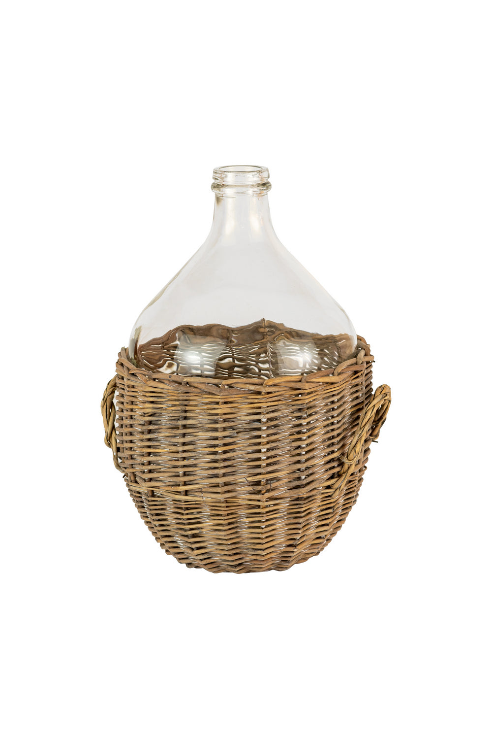 Kalalou Lighting CLAN1002  Damigiana With Wicker Wrap Home Decor Wood/Stone/Naturals