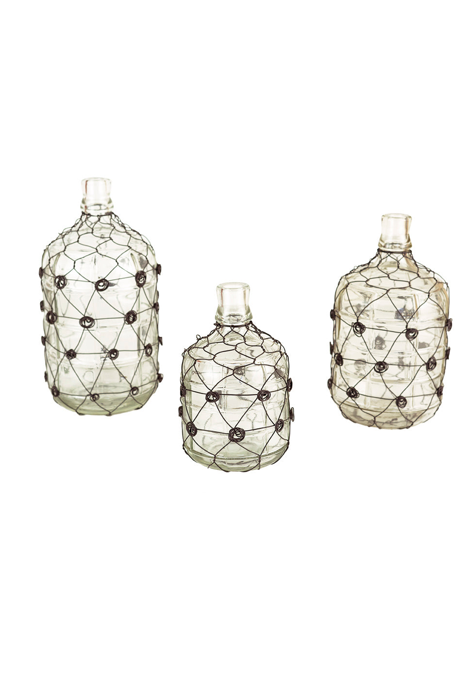 Kalalou Lighting CLAN1035  Set Of Three Wire Wrapped Jugs Home Decor Bronze / Dark
