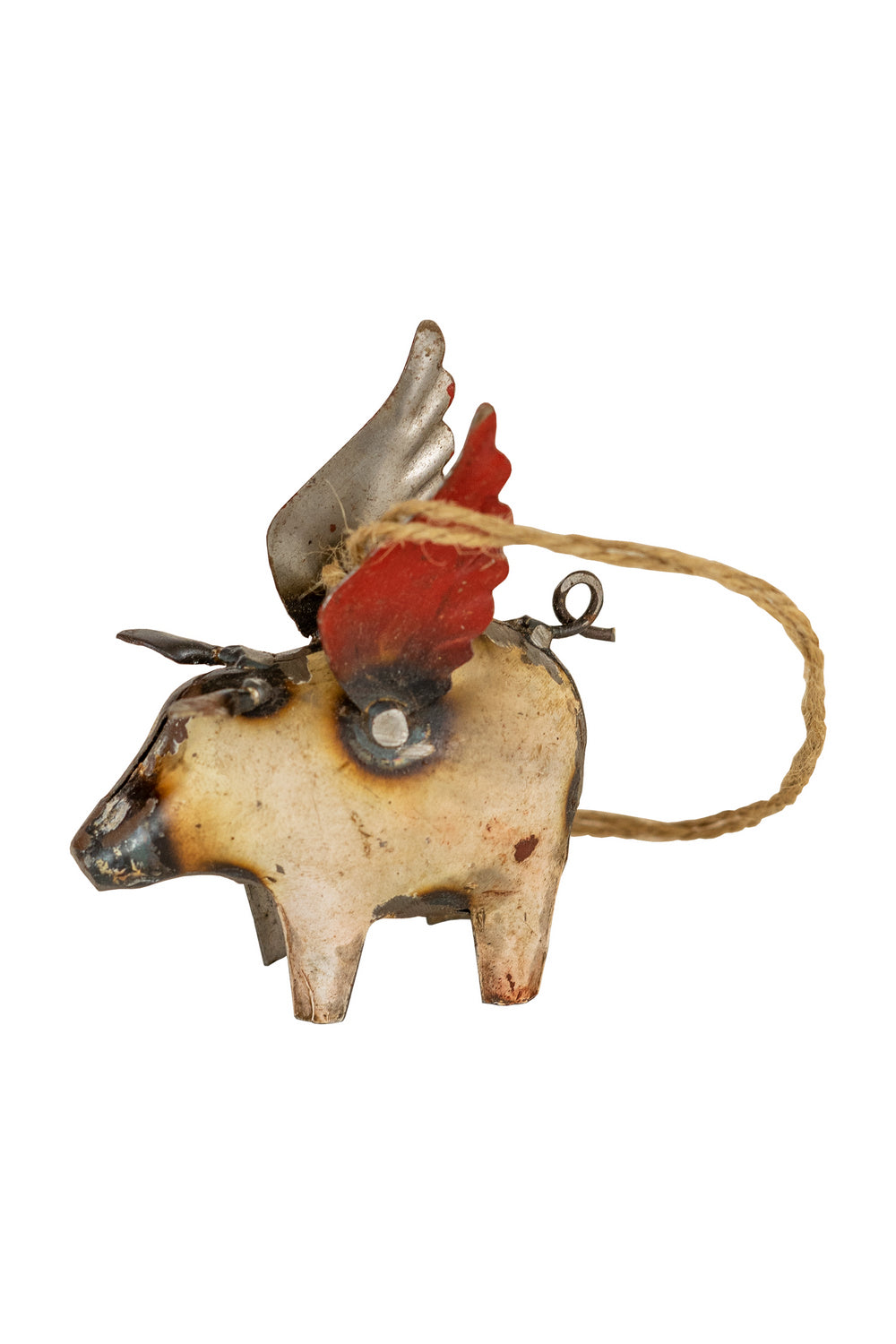 Kalalou Lighting NBA2391  Set Of Four Recycled Iron Flying Pig Christmas Ornaments Home Decor Bronze / Dark