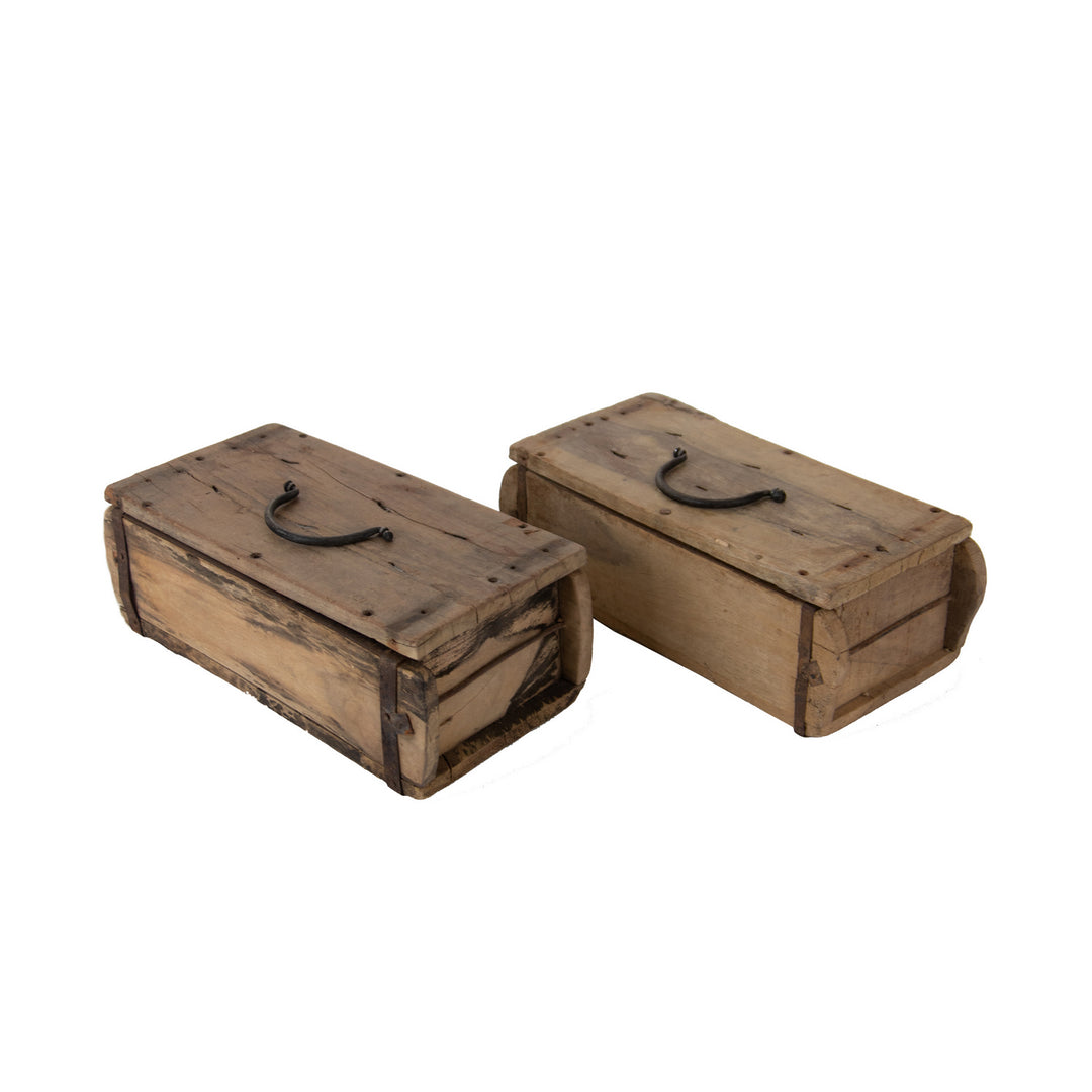 Kalalou Lighting NMCC1072  Repurposed Wooden Brick Mold Box With Lid Home Decor Wood/Stone/Naturals