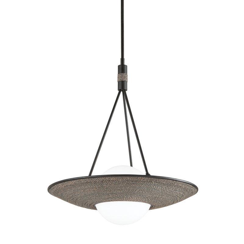 Troy Marius F7821-S-TBK Pendant Light - Textured Black/Grey Rope