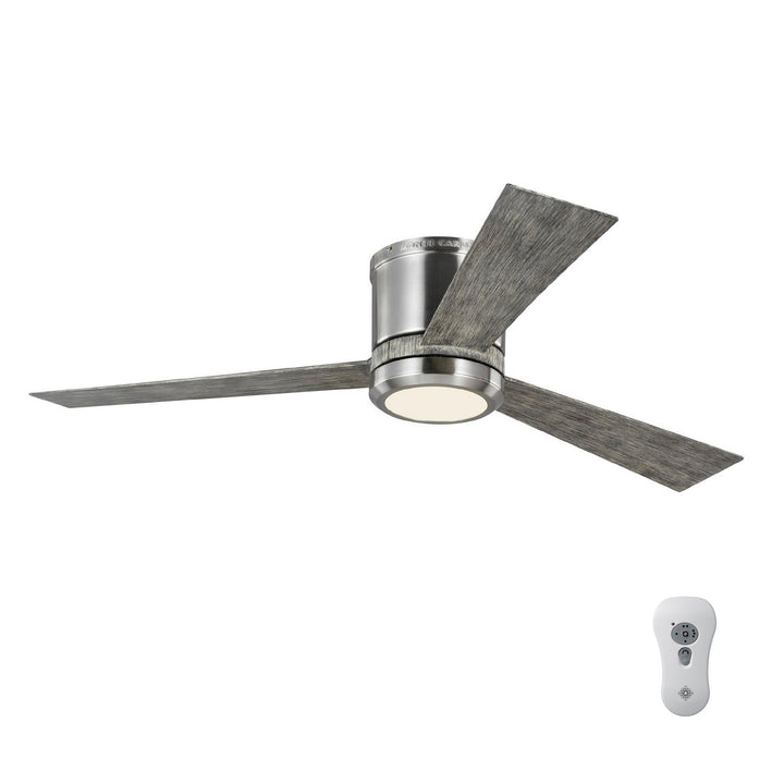 Visual Comfort Fan Clarity 52 3CLYR52BSLGD-V1 Ceiling Fan - Brushed Steel, Light Grey Weathered Oak/Light Grey Weathered Oak/