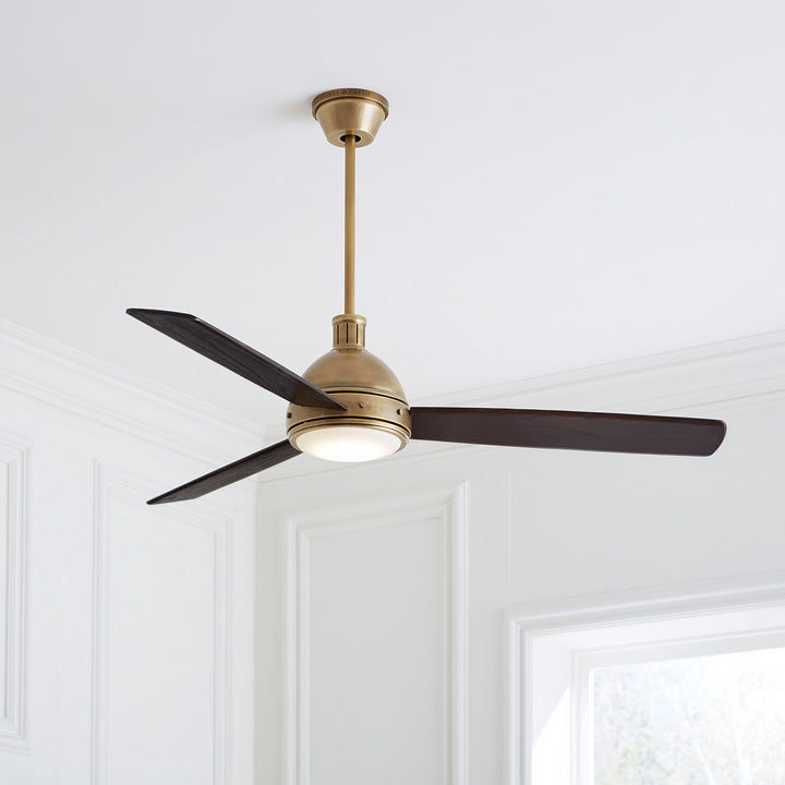 Visual Comfort Fan Hicks 60 3HCKR60HABD Ceiling Fan - Hand Rubbed Antique Brass, Dark Mahogany/Dark Mahogany/