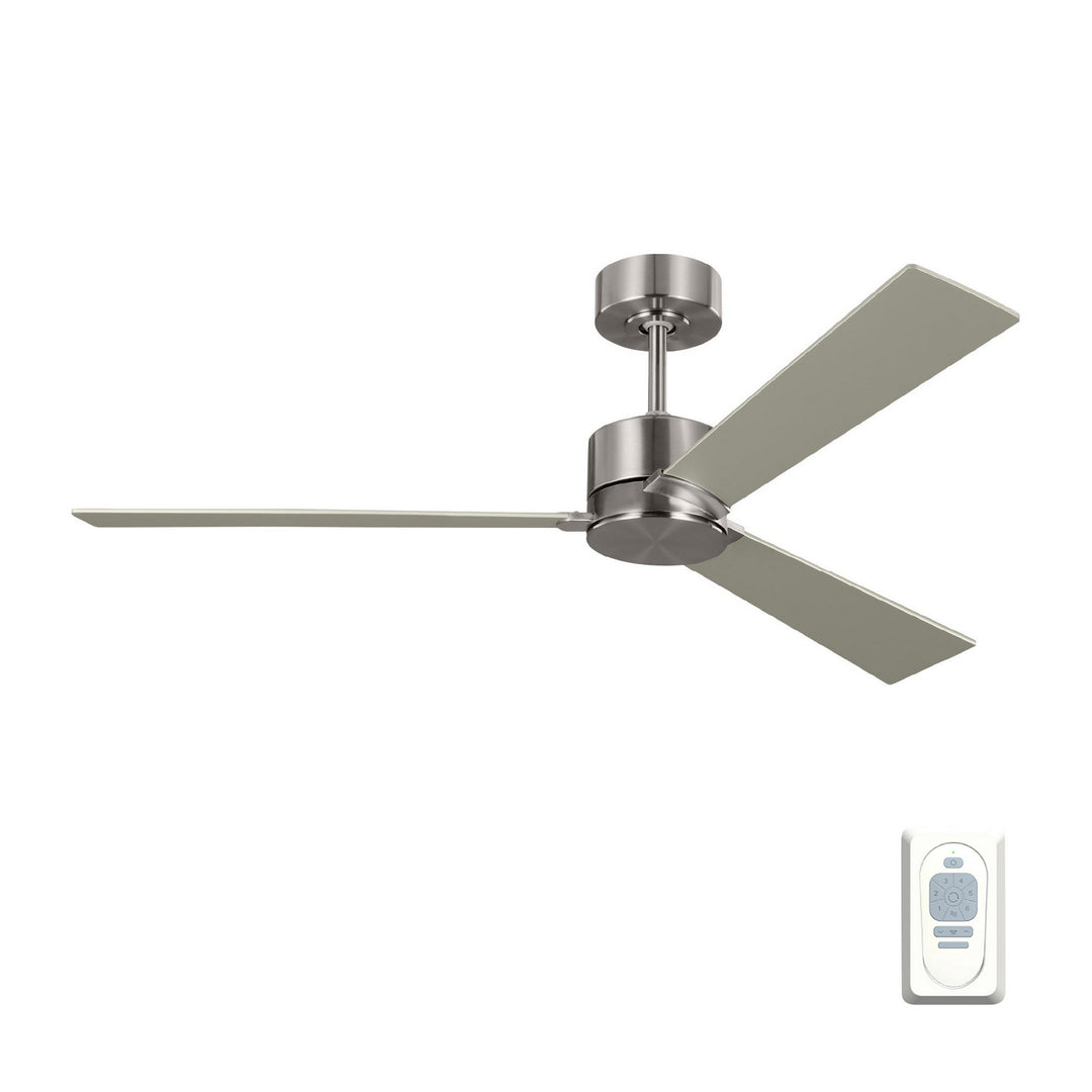 Visual Comfort Fan Rozzen 52 3ROZR52BS Ceiling Fan - Brushed Steel, Silver/Silver/