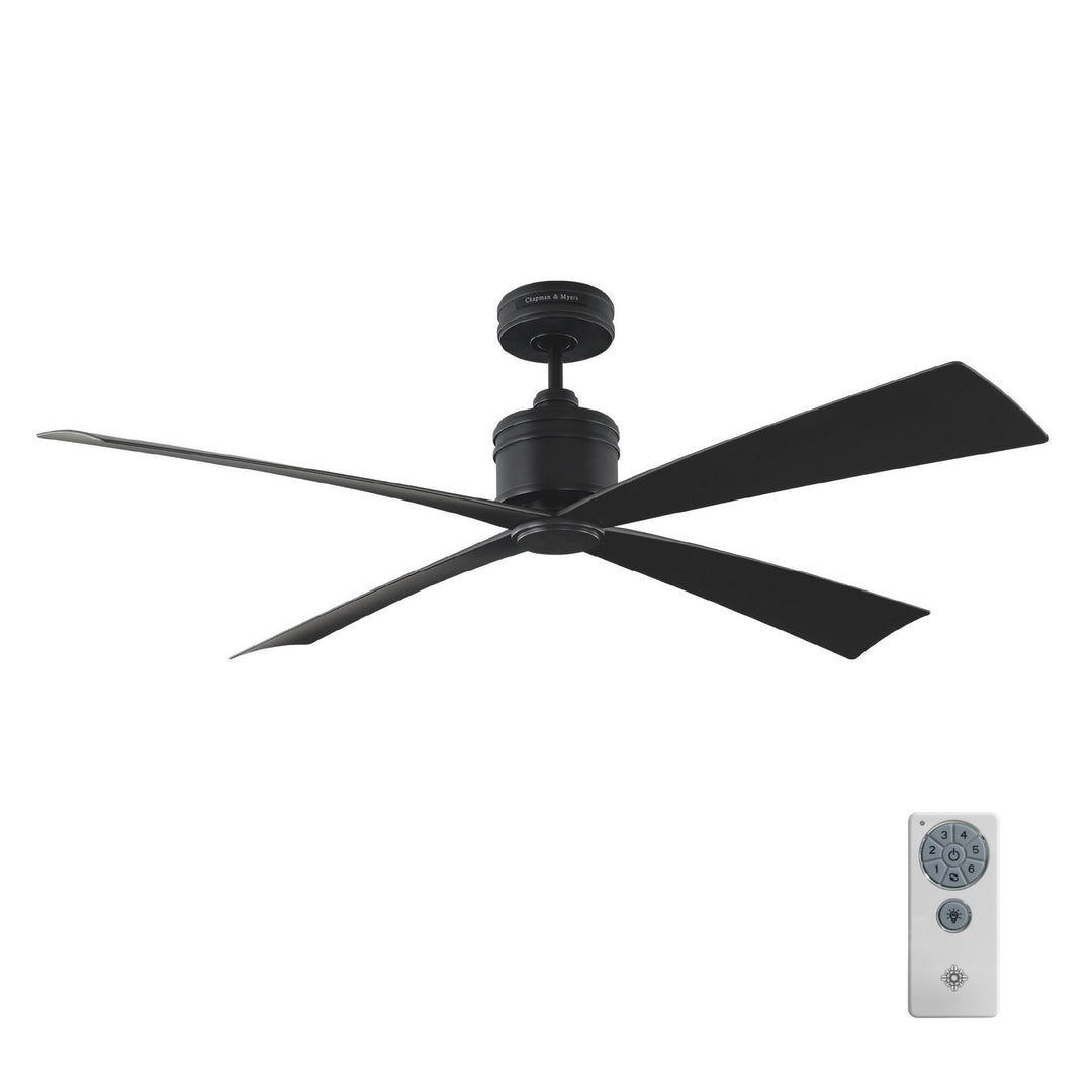 Visual Comfort Fan Launceton 56 4LNCR56MBK Ceiling Fan - Midnight Black, Midnight Black/Midnight Black/