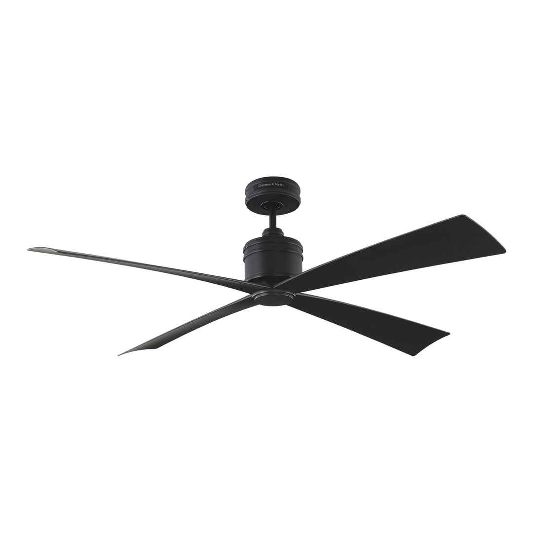 Visual Comfort Fan Launceton 56 4LNCR56MBK Ceiling Fan - Midnight Black, Midnight Black/Midnight Black/