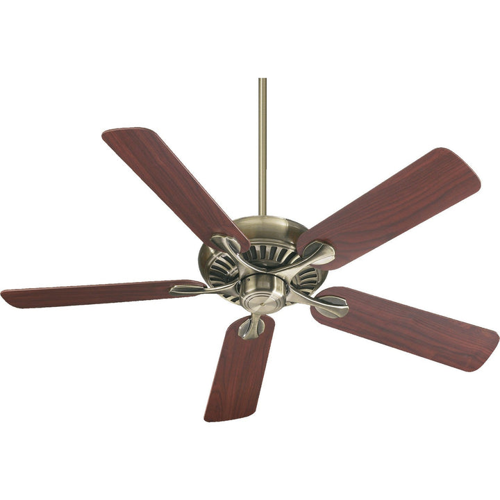 Quorum Pinnacle 91525-4 Ceiling Fan 52 in. - Antique Brass, Medium Oak/Rosewood