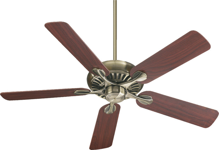 Quorum Pinnacle 91525-4 Ceiling Fan 52 in. - Antique Brass, Medium Oak/Rosewood