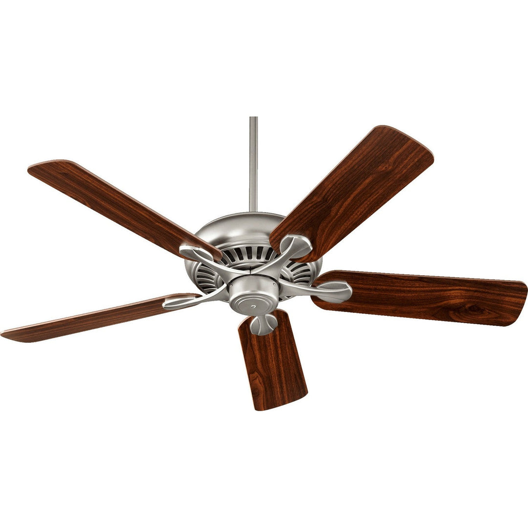 Quorum Pinnacle 91525-65 Ceiling Fan 52 in. - Satin Nickel, Satin Nickel/Walnut