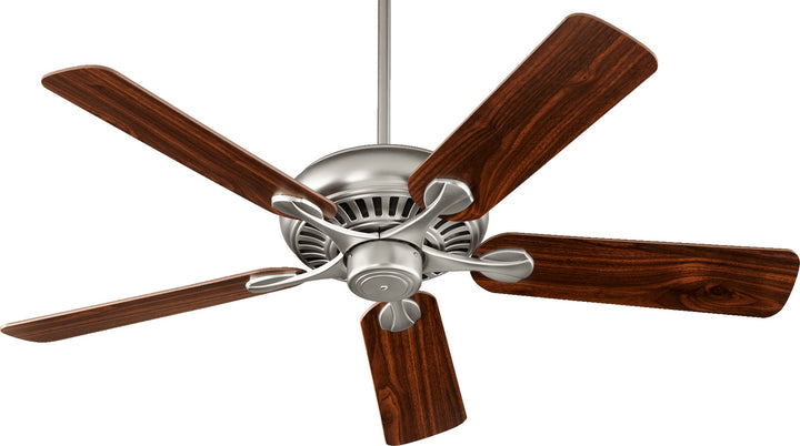 Quorum Pinnacle 91525-65 Ceiling Fan 52 in. - Satin Nickel, Satin Nickel/Walnut