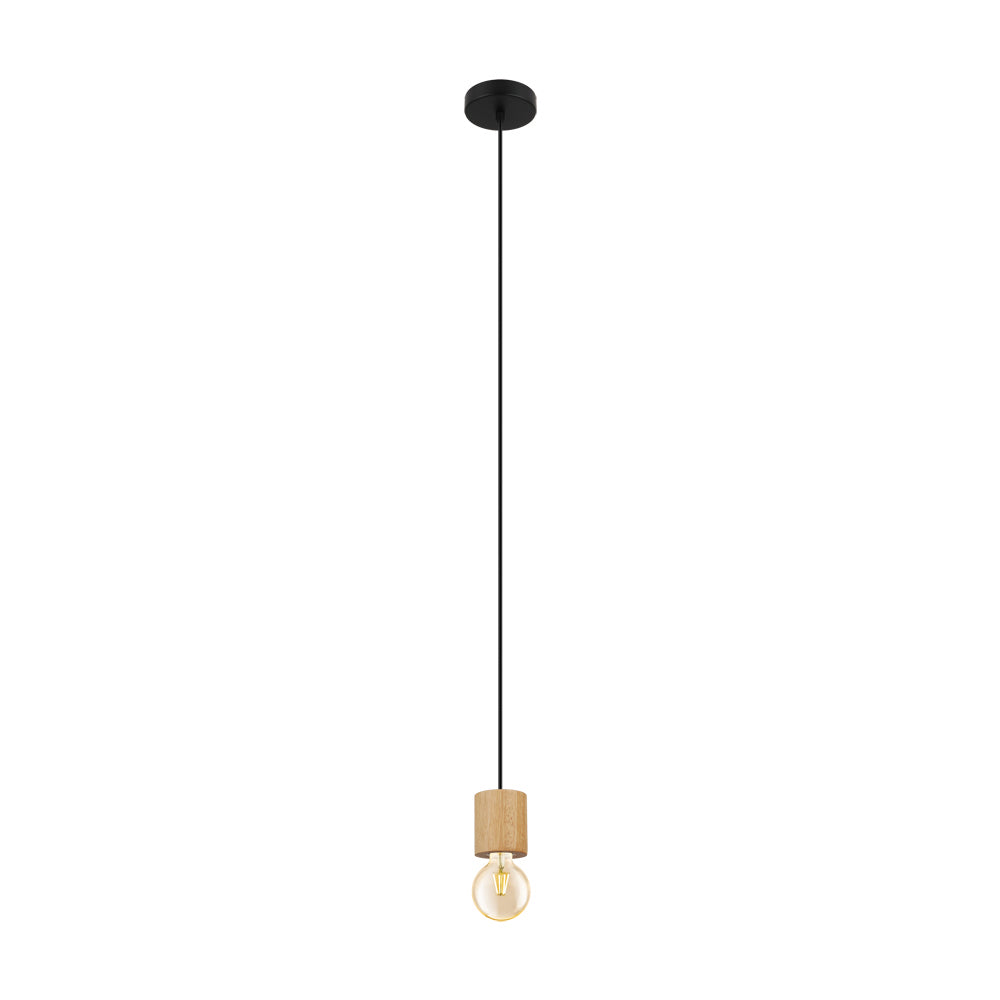 Eglo Turialdo 99078A Pendant Light - Black,  Natural Wood