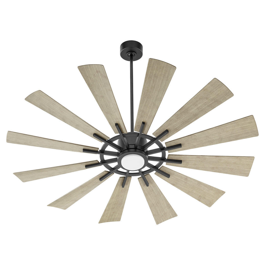 Quorum Cirque 46012-5942 Ceiling Fan 60 in. - Matte Black, Weathered Gray