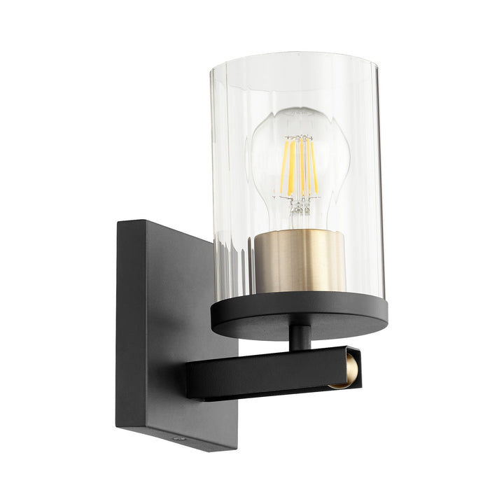Quorum Empire 529-1-6980 Wall Sconce Light - Textured Black W/ Aged Brass