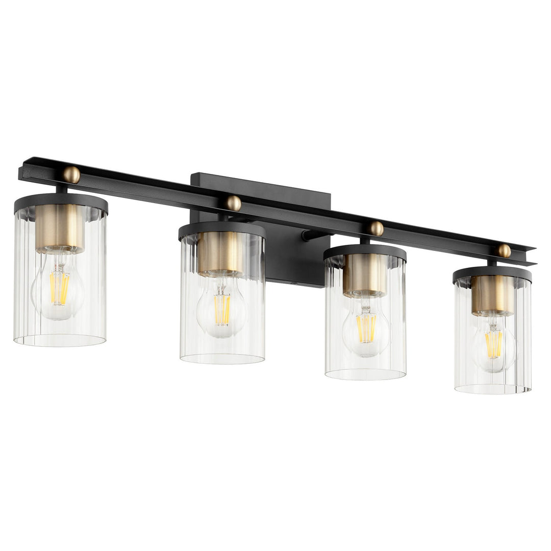 Quorum Empire 529-4-6980 Bath Vanity Light 29 in. wide - Textured Black W/ Aged Brass