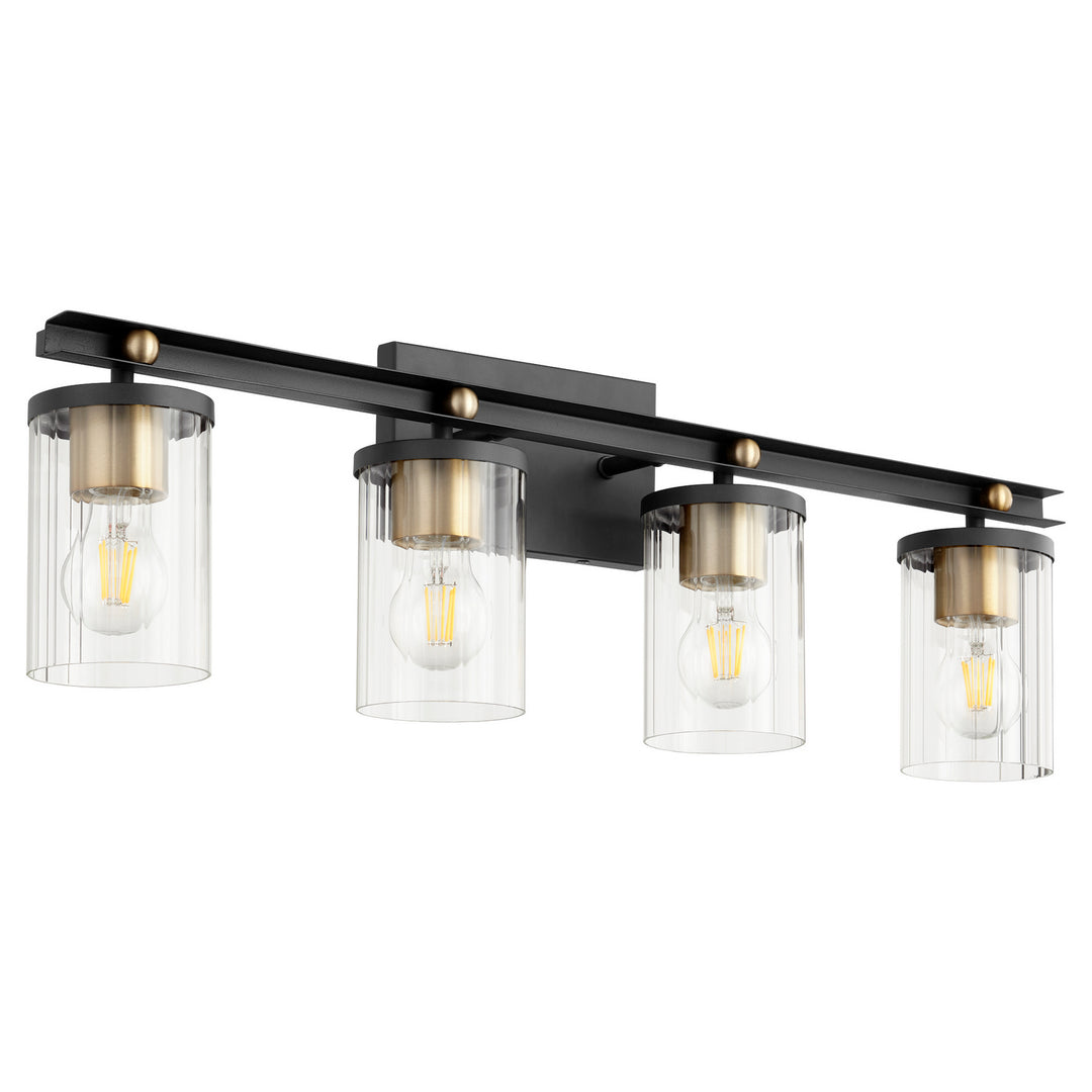 Quorum Empire 529-4-6980 Bath Vanity Light 29 in. wide - Textured Black W/ Aged Brass