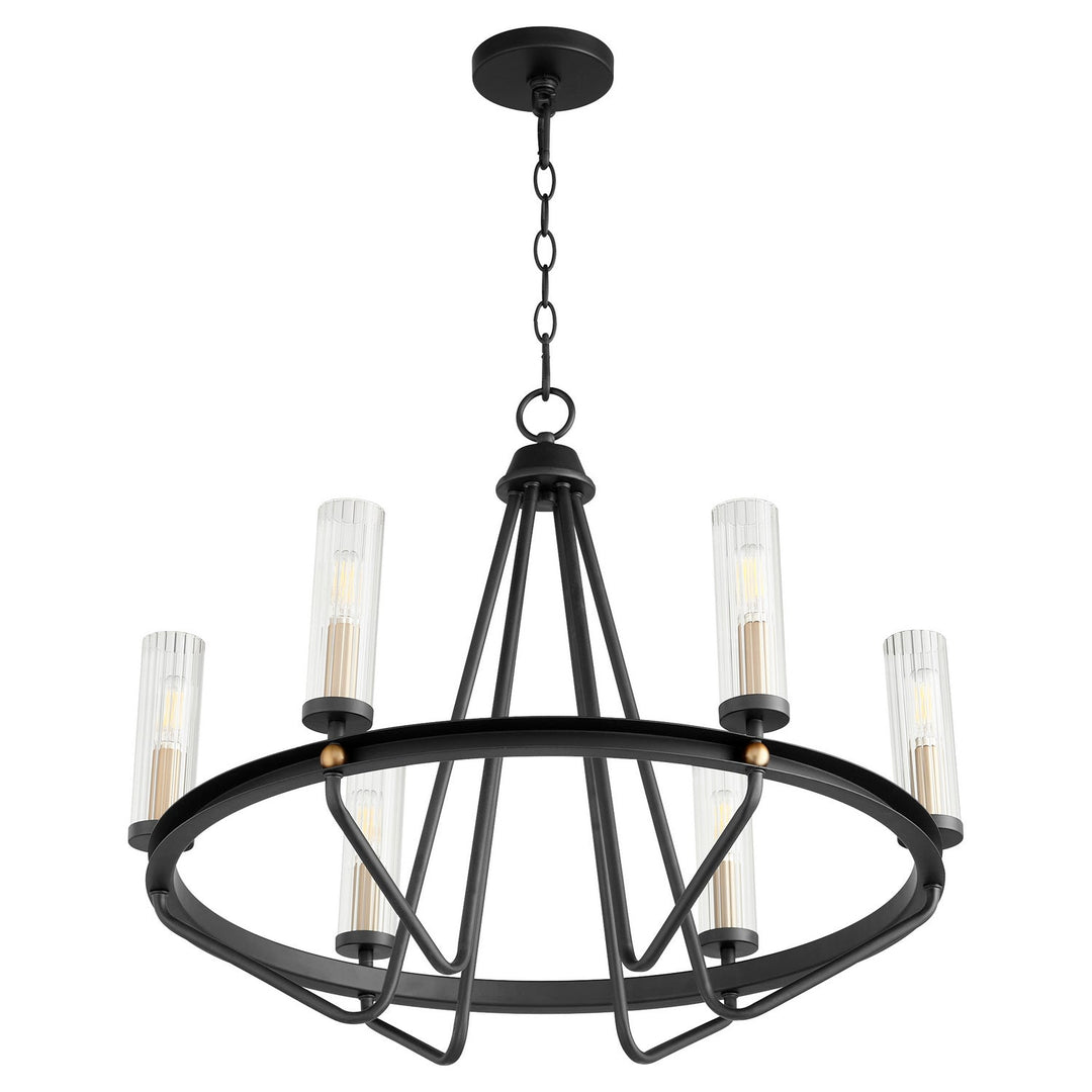 Quorum Empire 629-6-6980 Chandelier Light - Textured Black W/ Aged Brass