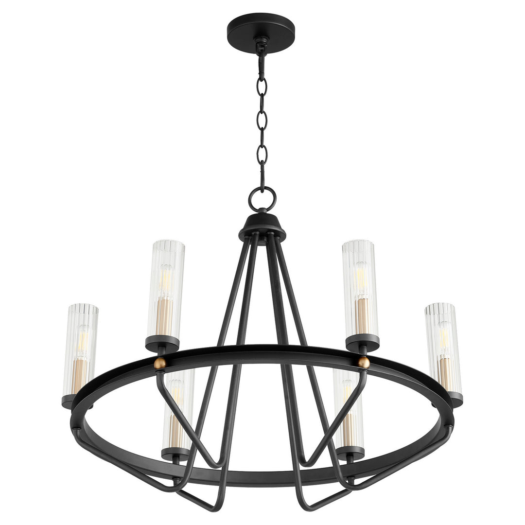 Quorum Empire 629-6-6980 Chandelier Light - Textured Black W/ Aged Brass