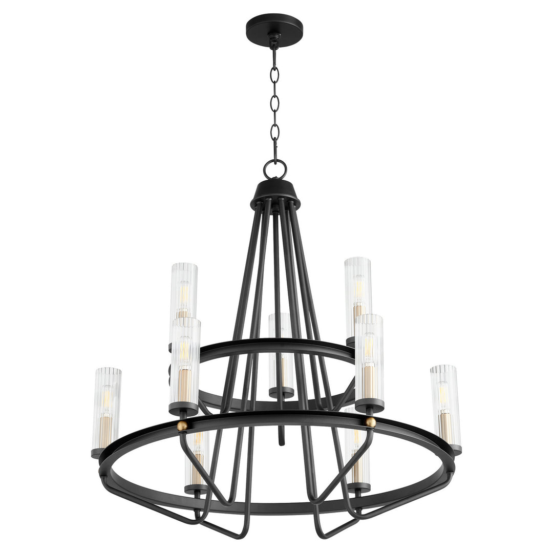 Quorum Empire 629-96980 Chandelier Light - Textured Black W/ Aged Brass, Oiled Bronze/Walnut/