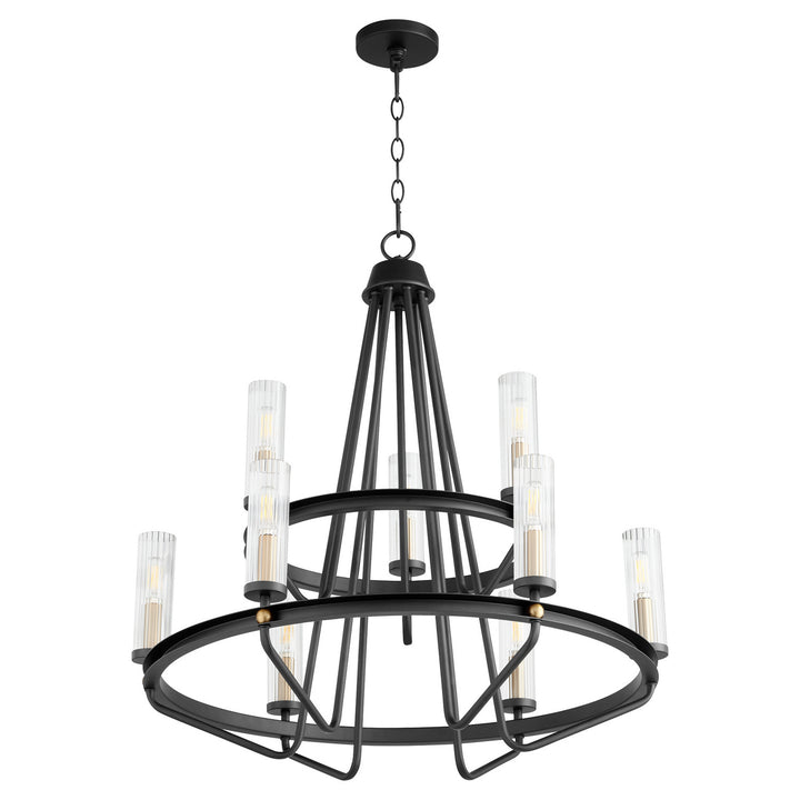 Quorum Empire 629-96980 Chandelier Light - Textured Black W/ Aged Brass, Oiled Bronze/Walnut/