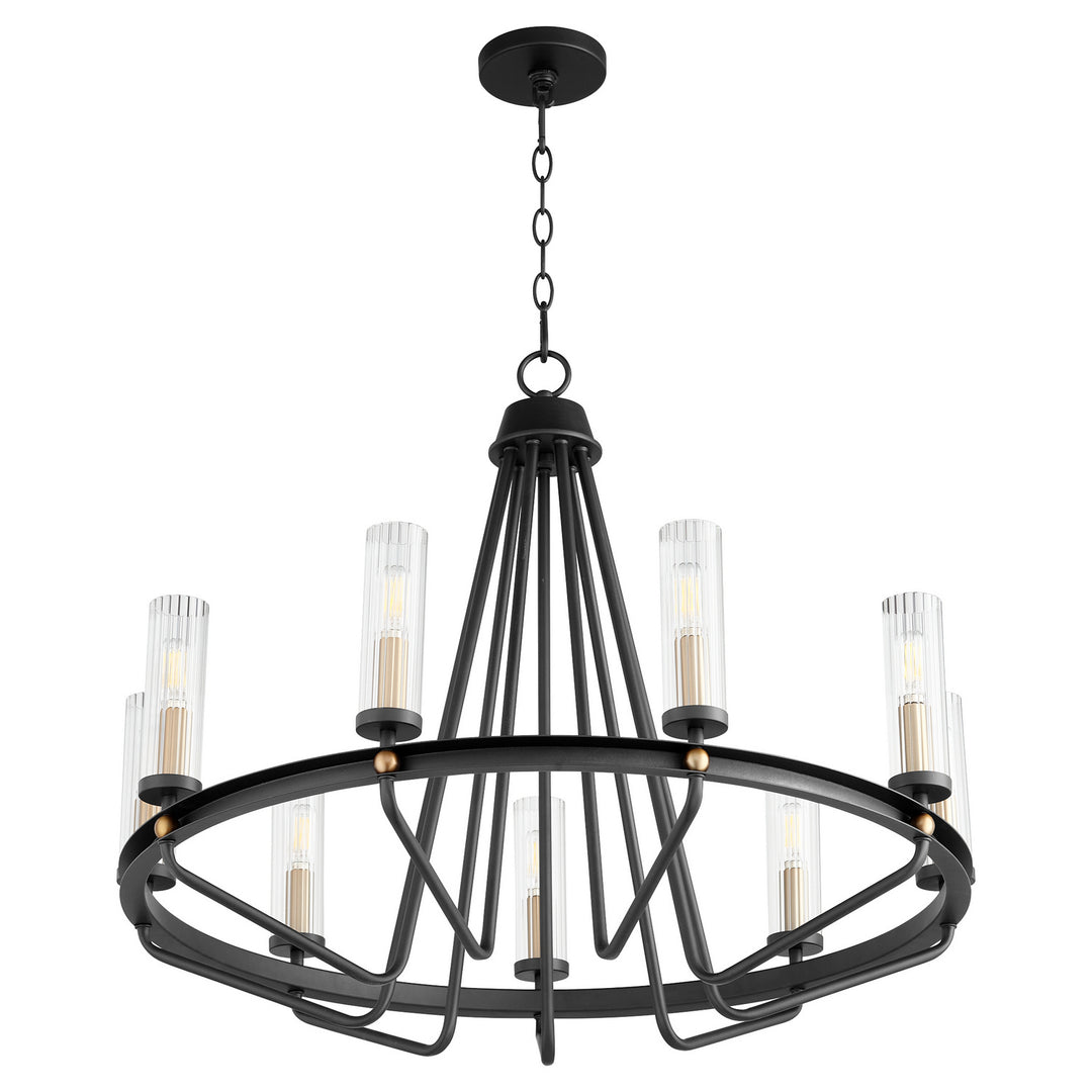 Quorum Empire 629-9-6980 Chandelier Light - Textured Black W/ Aged Brass