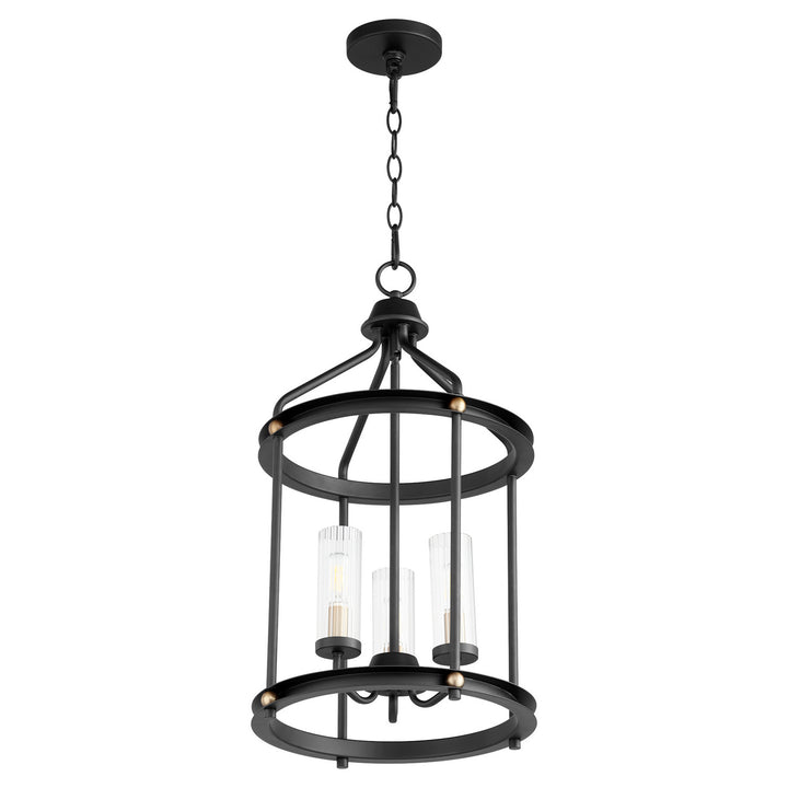 Quorum Empire 829-3-6980 Pendant Light - Textured Black W/ Aged Brass