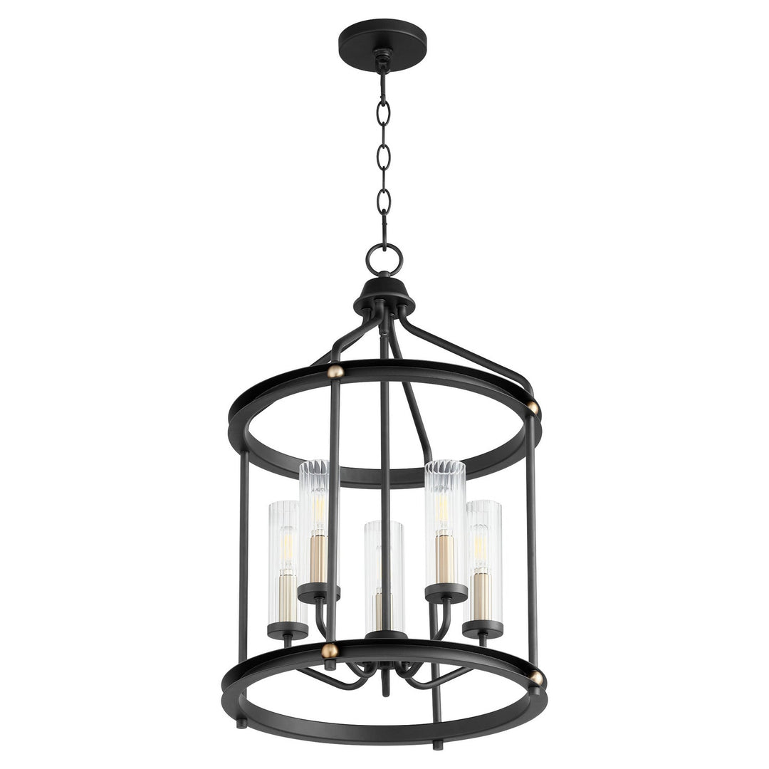 Quorum Empire 829-5-6980 Pendant Light - Textured Black W/ Aged Brass