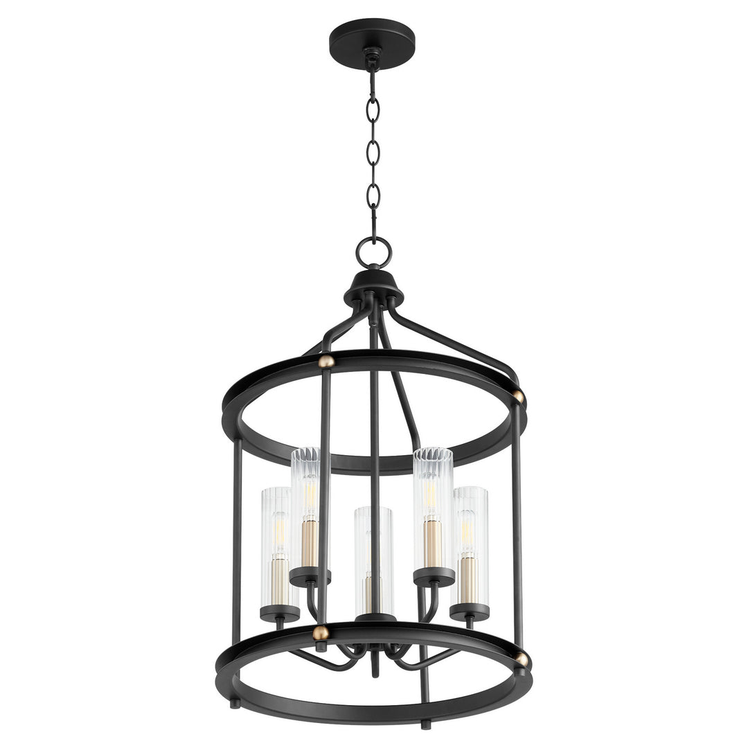 Quorum Empire 829-5-6980 Pendant Light - Textured Black W/ Aged Brass