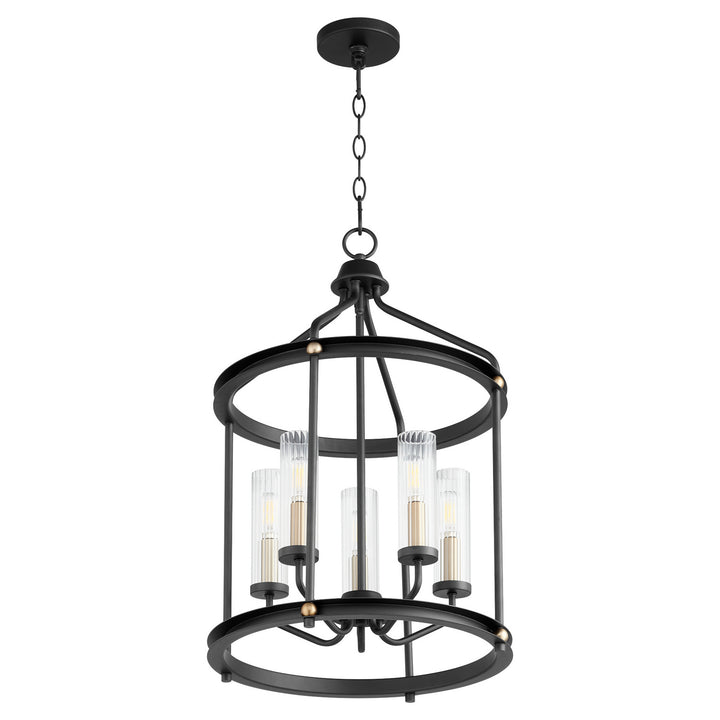 Quorum Empire 829-5-6980 Pendant Light - Textured Black W/ Aged Brass