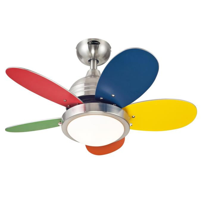 Westinghouse Roundabout 7223600 Ceiling Fan - Brushed Nickel, Multi-Color / White/