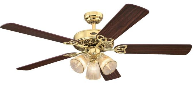 Westinghouse Vintage 7233800 Ceiling Fan - Polished Brass, Walnut / Oak/