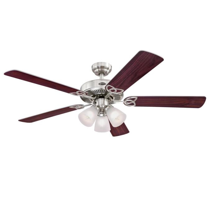 Westinghouse Vintage 7237100 Ceiling Fan - Brushed Nickel, Rosewood / Light Maple/