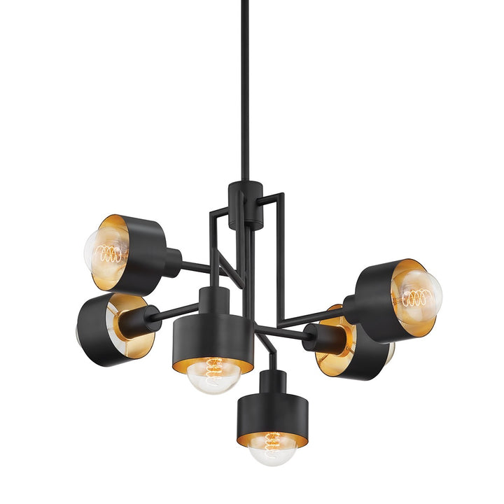 Troy North F8726-SBK/GL Chandelier Light - Soft Black/Gold Leaf