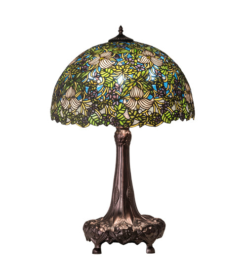 Meyda Tiffany Lighting 115262 Trillium & Violet Three Light Table Lamp Lamp Bronze / Dark