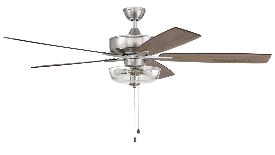 Craftmade Super Pro 101 S101BNK5-60DWGWN Ceiling Fan 60 - Brushed Polished Nickel, Driftwood/Grey Walnut/