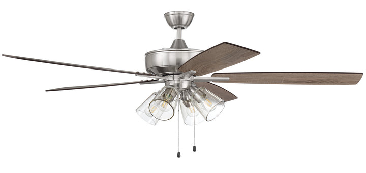 Craftmade Super Pro 104 S104BNK5-60DWGWN Ceiling Fan 60 - Brushed Polished Nickel, Driftwood/Grey Walnut/