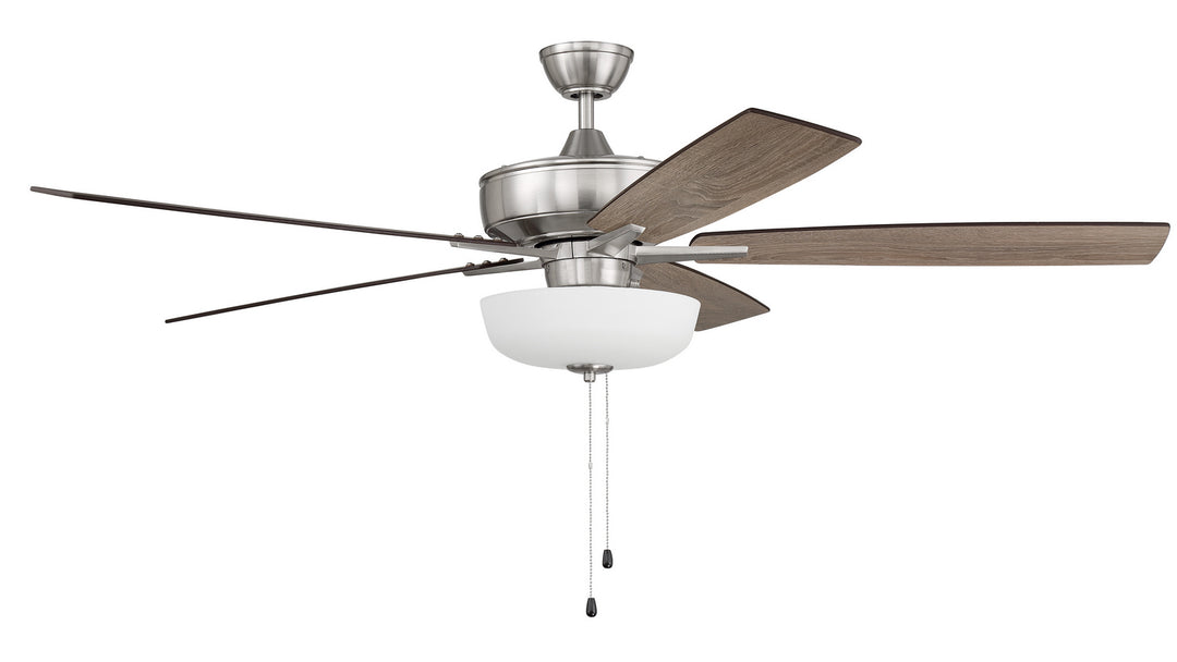 Craftmade Super Pro 111 S111BNK5-60DWGWN Ceiling Fan 60 - Brushed Polished Nickel, Driftwood/Grey Walnut/