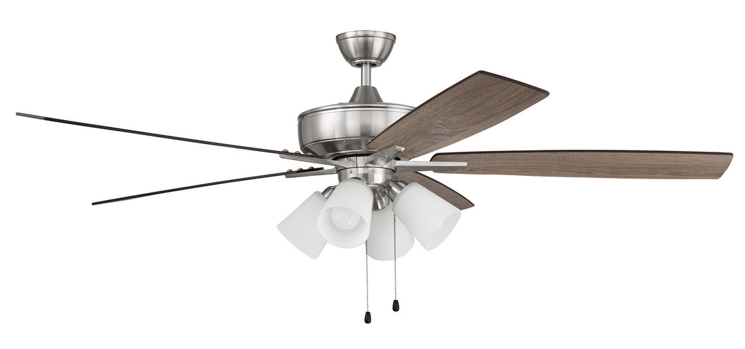 Craftmade Super Pro 114 S114BNK5-60DWGWN Ceiling Fan 60 - Brushed Polished Nickel, Driftwood/Grey Walnut/