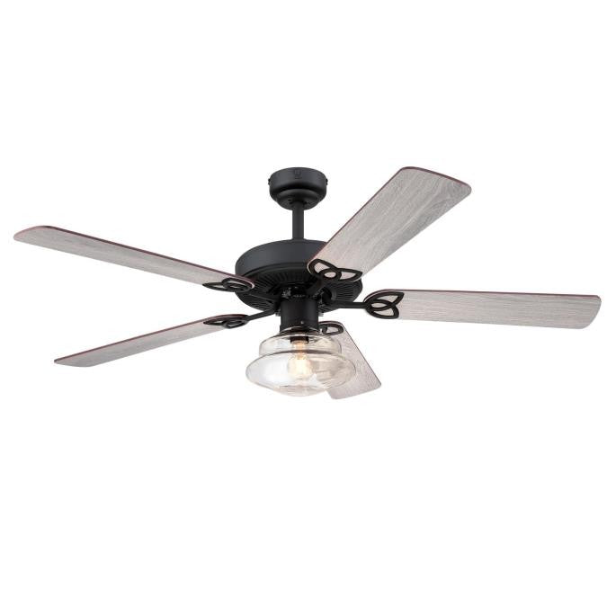 Westinghouse Scholar 7304800 Ceiling Fan - Matte Black, Weathered Oak / Walnut/