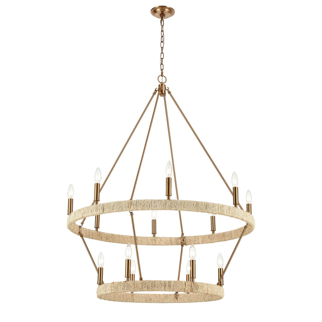 Elk Abaca 32418/8+6 Chandelier Light - Satin Brass