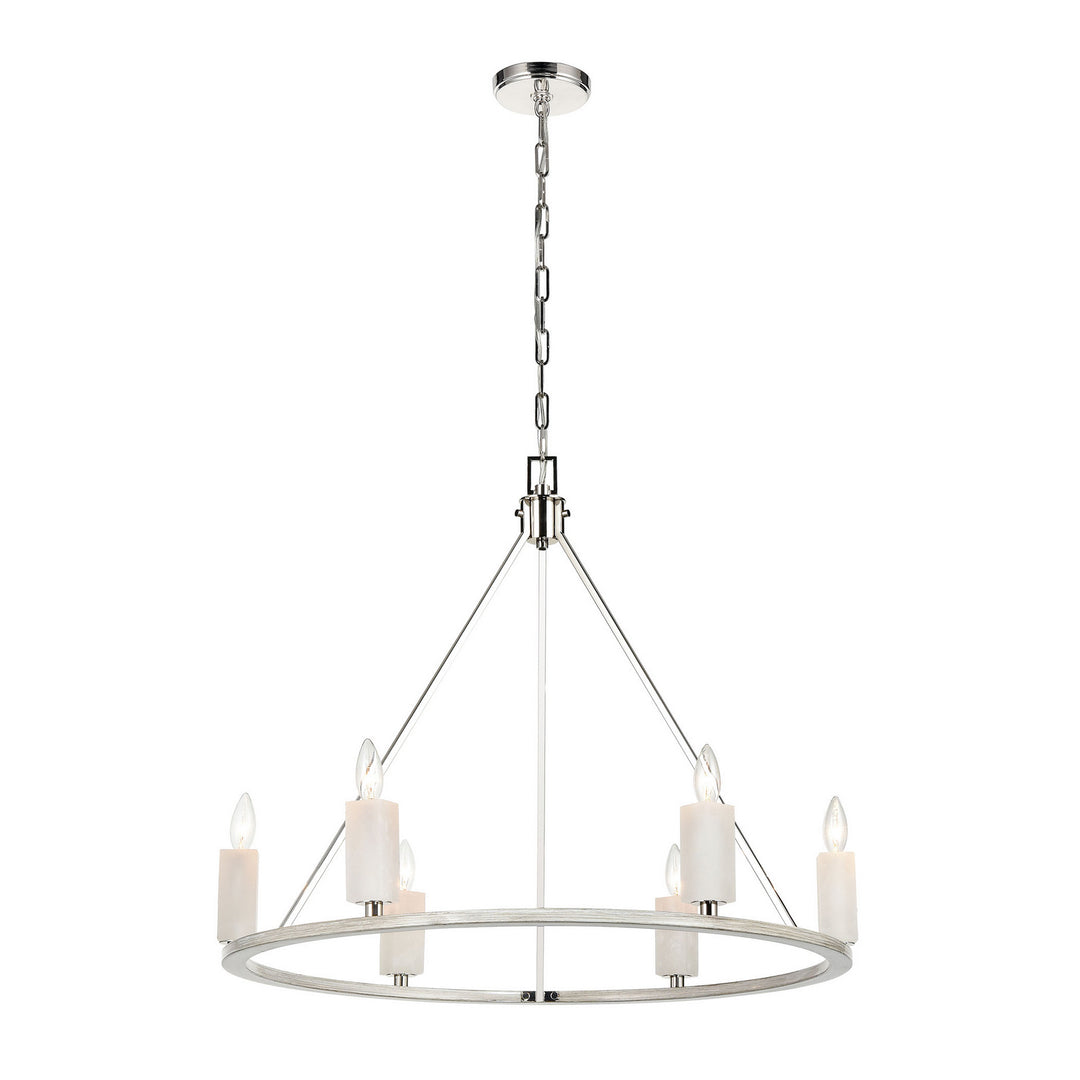 Elk White Stone 69347/6 Chandelier Light - Polished Nickel
