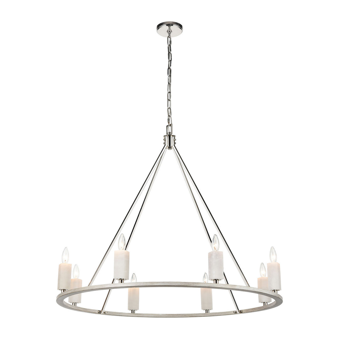 Elk White Stone 69349/8 Chandelier Light - Polished Nickel