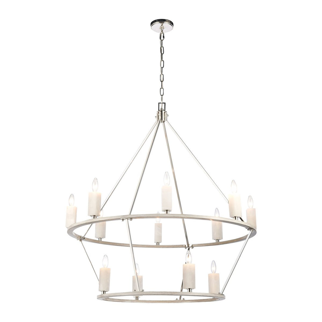 Elk White Stone 69450/8+4 Chandelier Light - Polished Nickel