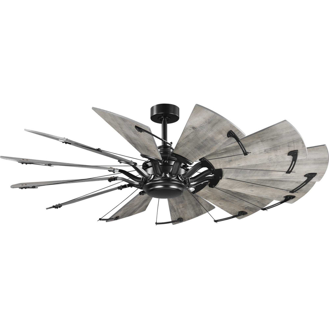 Progress Springer P250000-31M Ceiling Fan - Matte Black, Rustic Charcoal/