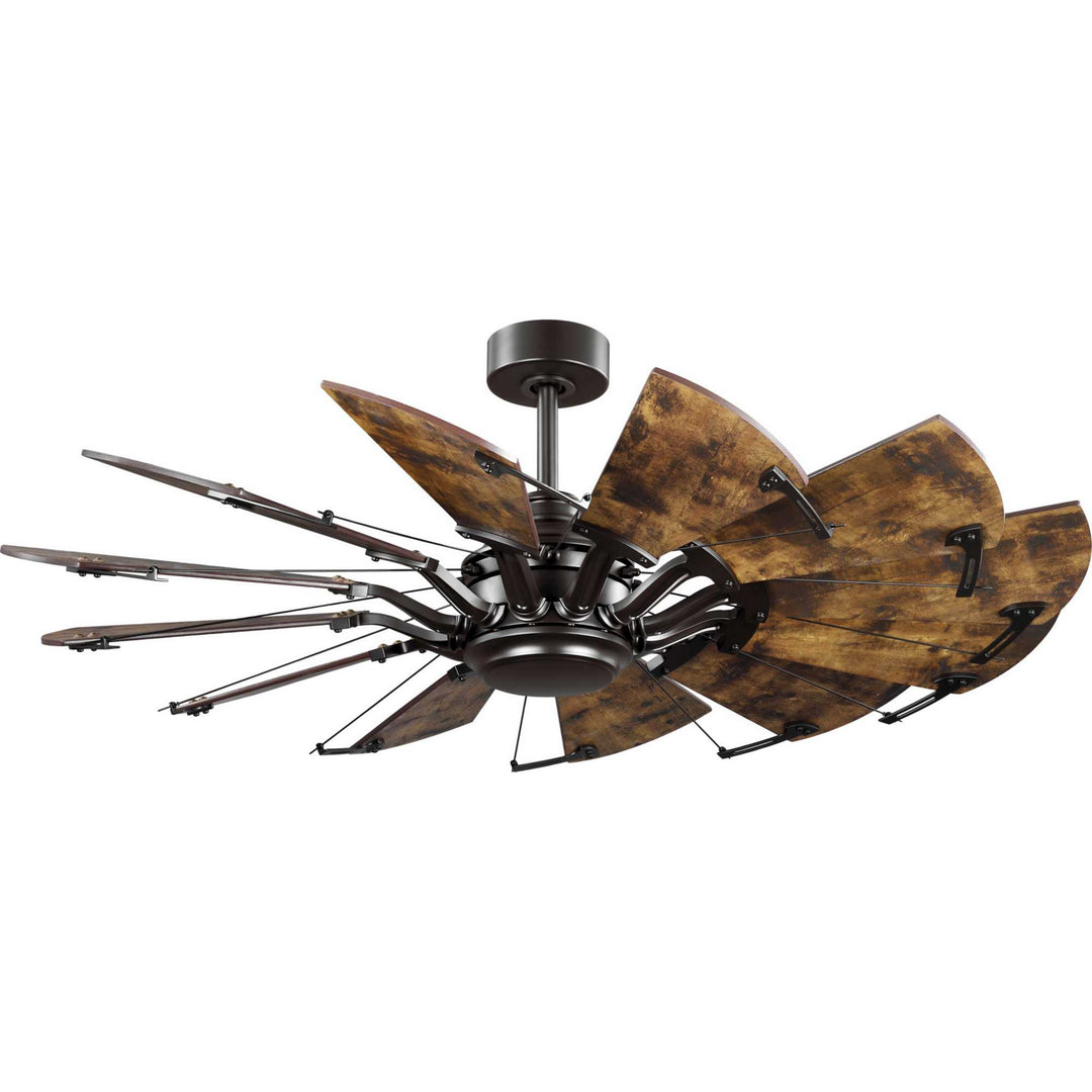 Progress Springer P250065-129 Ceiling Fan - Architectural Bronze, Distressed Walnut/