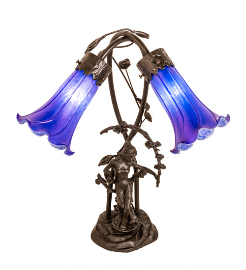 Meyda Tiffany Lighting 115880 Blue Two Light Table Lamp Lamp Bronze / Dark