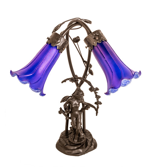 Meyda Tiffany Lighting 115880 Blue Two Light Table Lamp Lamp Bronze / Dark