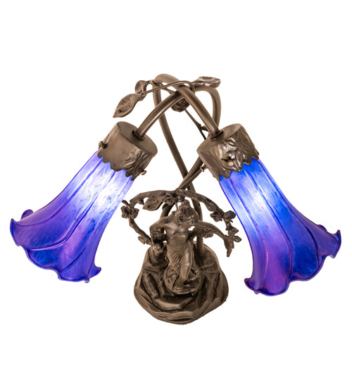Meyda Tiffany Lighting 115880 Blue Two Light Table Lamp Lamp Bronze / Dark