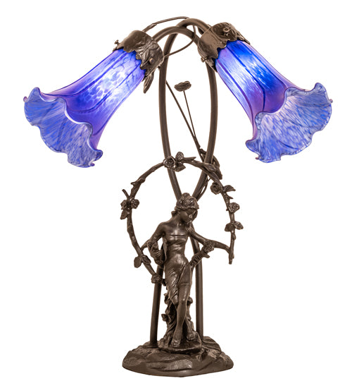 Meyda Tiffany Lighting 115880 Blue Two Light Table Lamp Lamp Bronze / Dark