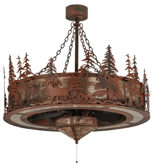 Meyda Tiffany Elk At Dusk 115914 Ceiling Fan - Rust, Custom, Hand Wrought Iron