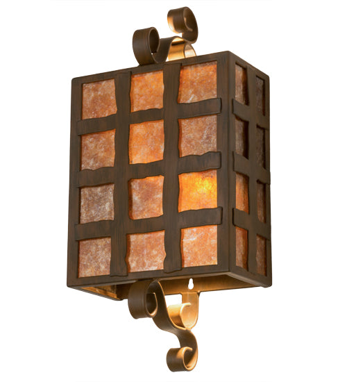 Meyda Tiffany Monte Cristo 116008 Wall Light - Rustic Iron Amber Mica/Clear Seedy Glass